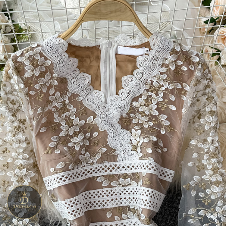 #5333 Embroidered lace dress