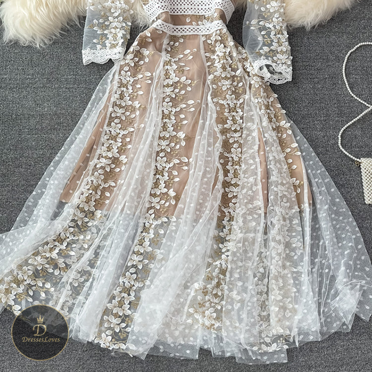 #5333 Embroidered lace dress
