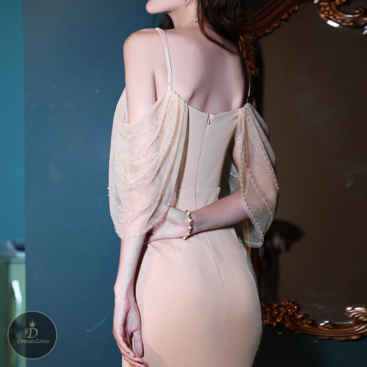 #5338 Suspender Mesh Satin Dress