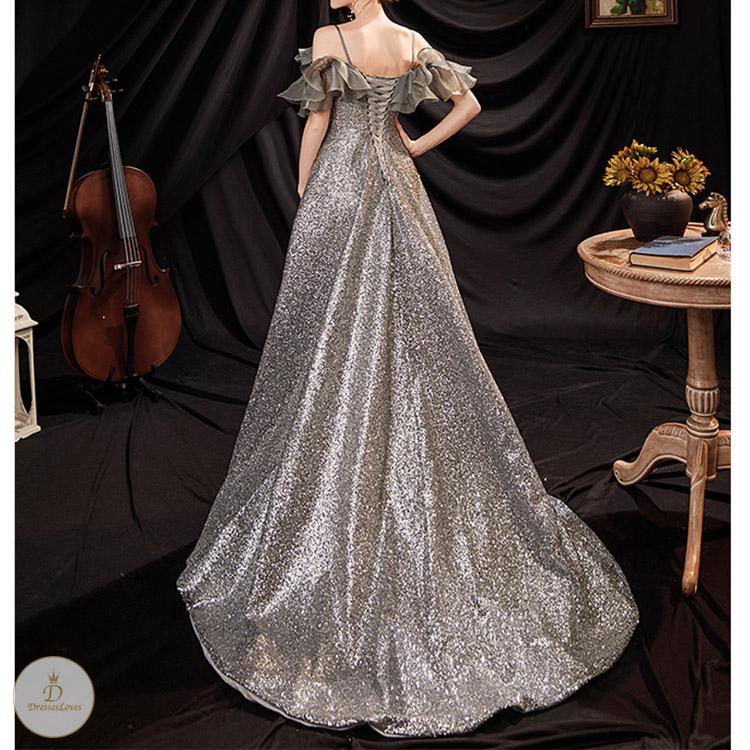 #7309 PETAL SLEEVE EVENING DRESS