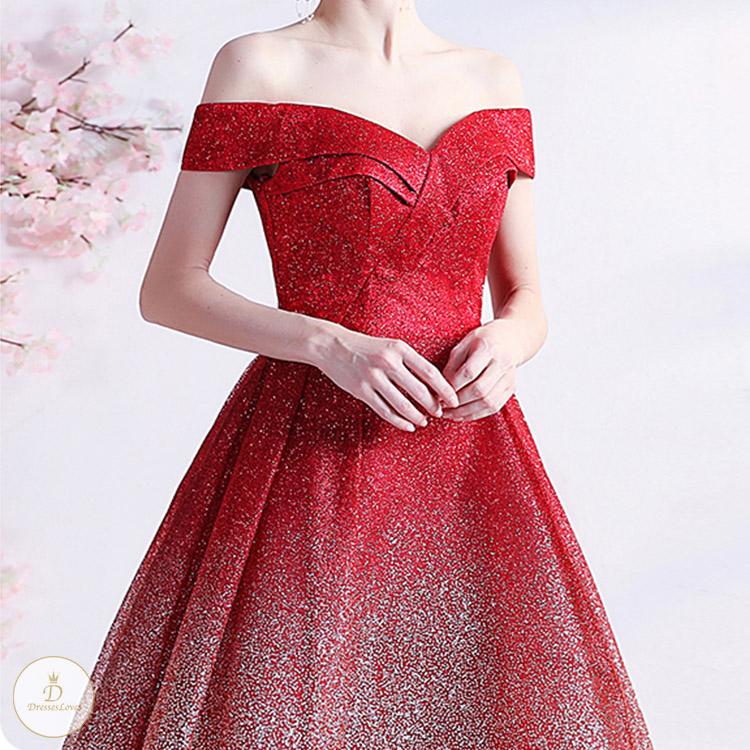 #7312 GRADIENT RED EVENING DRESS