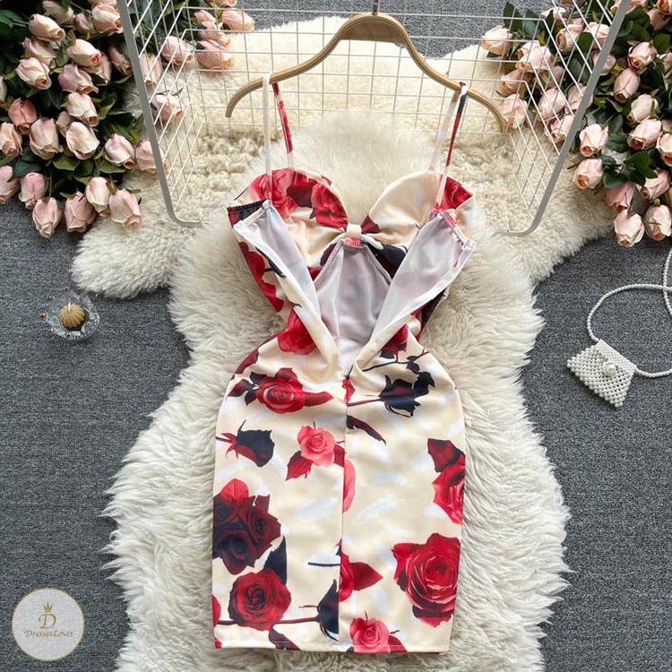 #7315 Bedrucktes Strapskleid