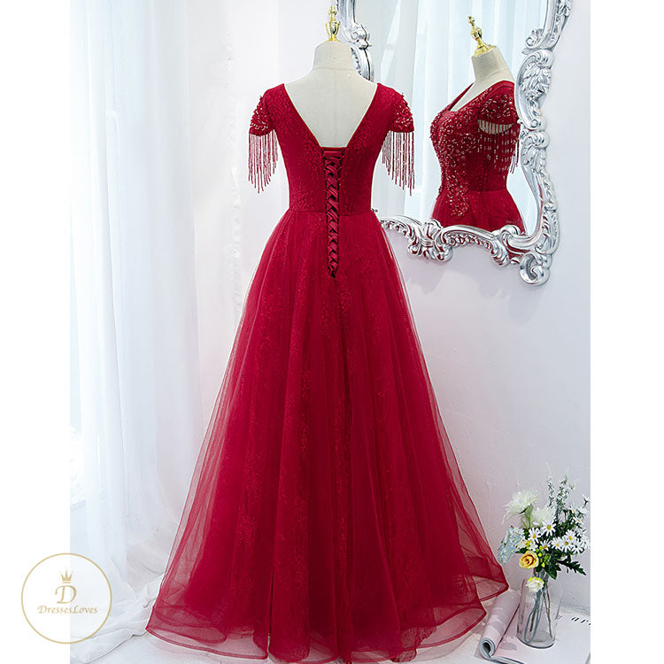 #7516 TASSEL EVENING DRESS