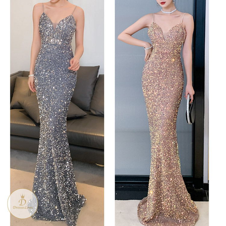 #7551 सेक्विन स्लिंग पार्टी ड्रेस