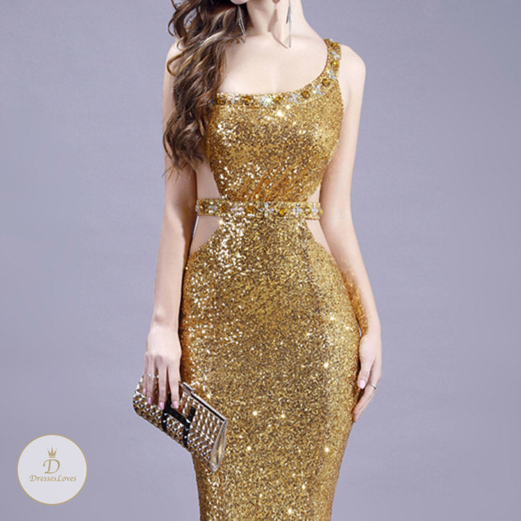 #7556 SEQUIN SINGLE SHOULDER PARTY DRESS