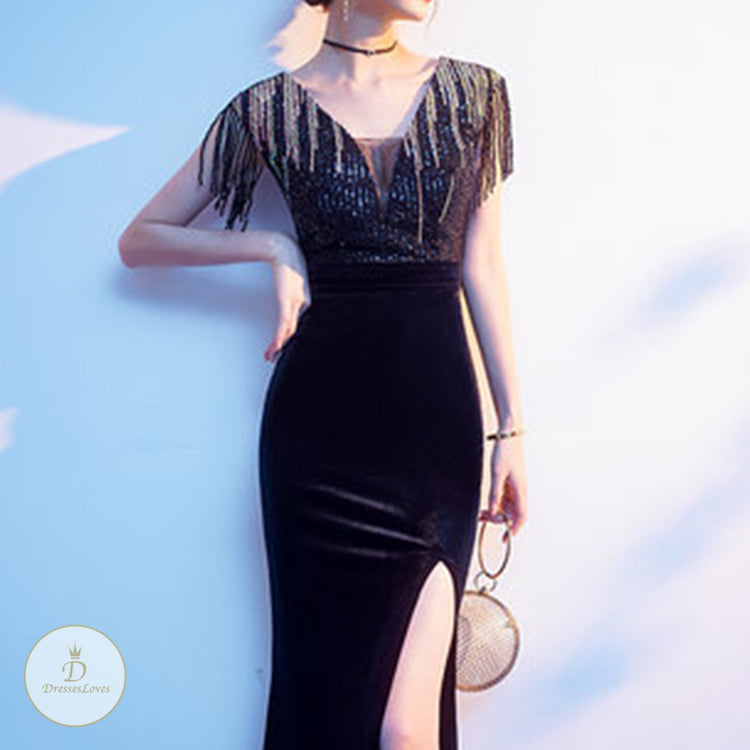 #7630 SEQUIN EVENING DRESS