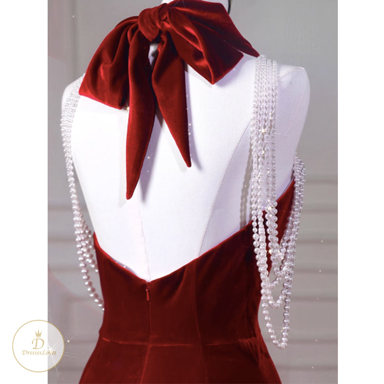 #7767 OFF HALTER EVENING DRESS