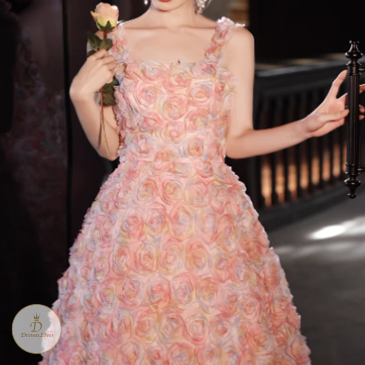 #7780 फ्लोरल स्लिंग इवनिंग ड्रेस