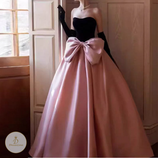 #7791 BOW BANDEAU WRAP EVENING DRESS