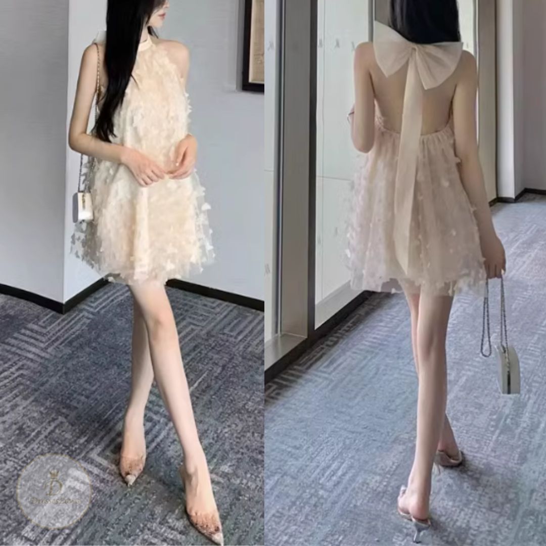 #7885 BACKLESS BIG BOW DRESS