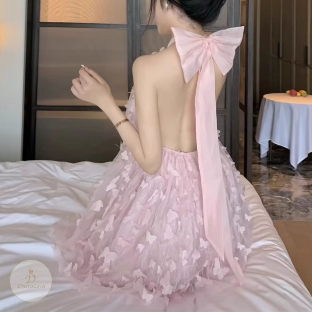 #7885 BACKLESS BIG BOW DRESS