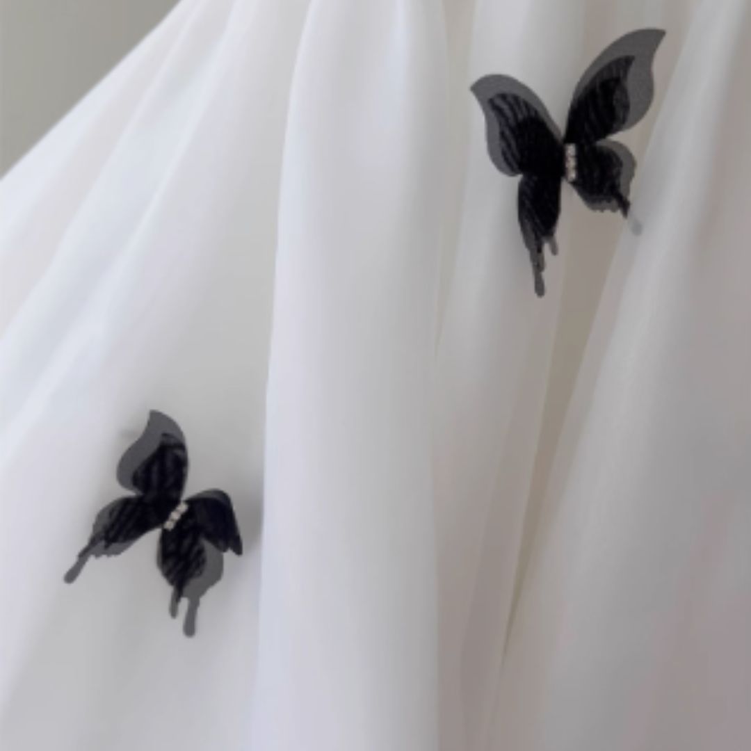 #7899 UTTERFLY ORGANZA SATIN STRAPPY DRESS