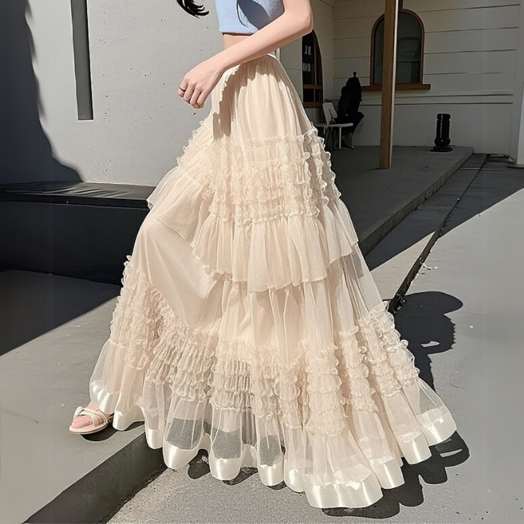 #7900 HIGH-WAISTED SLIMMING CHIFFON SKIRT