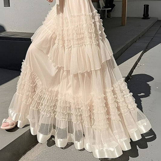 #7900 HIGH-WAISTED SLIMMING CHIFFON SKIRT