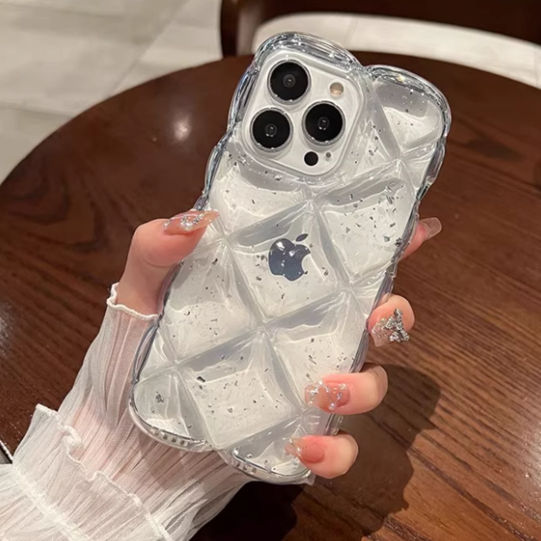 #7923 3D DIAMOND GLITTER TRANSPARENT PHONE CASE
