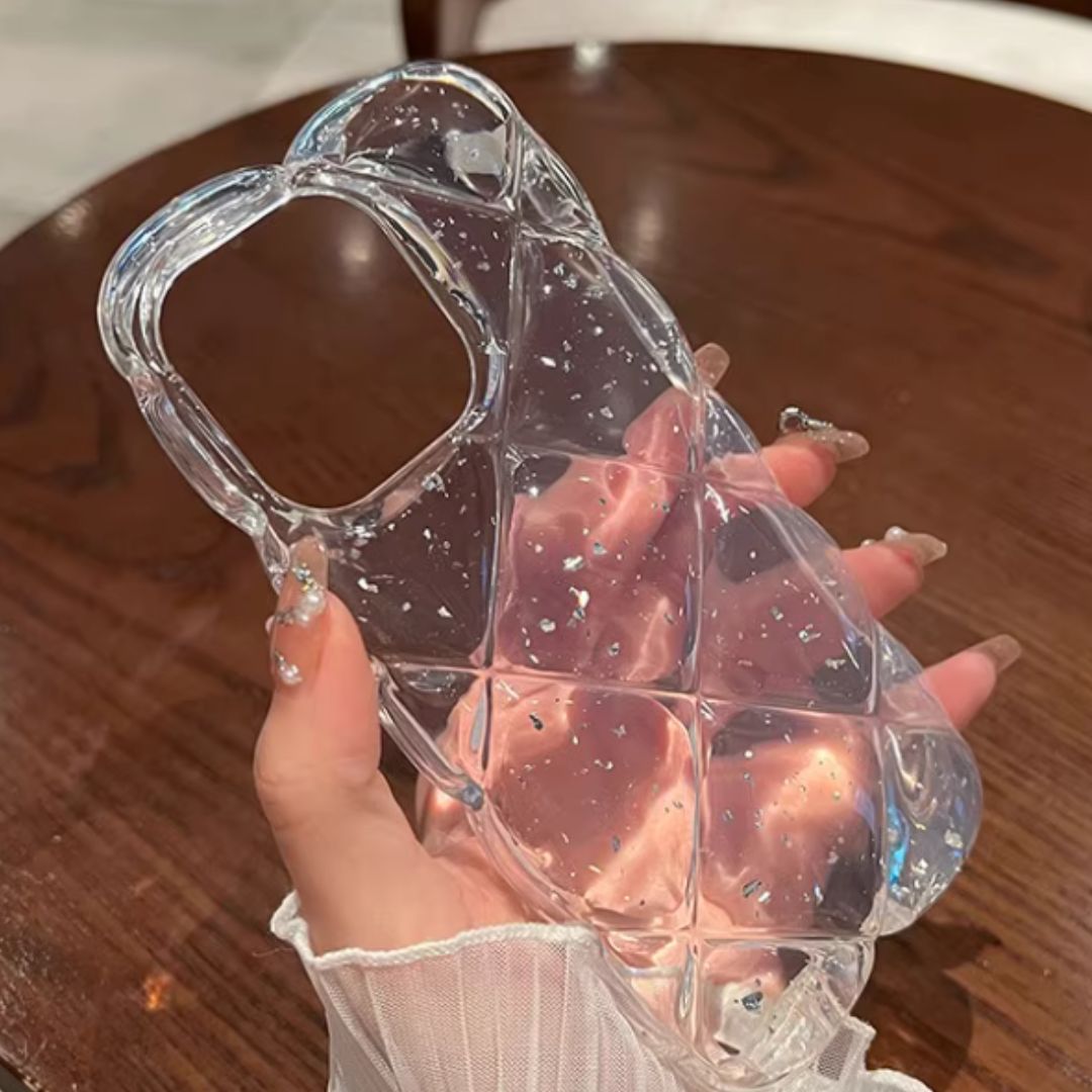 #7923 3D DIAMOND GLITTER TRANSPARENT PHONE CASE