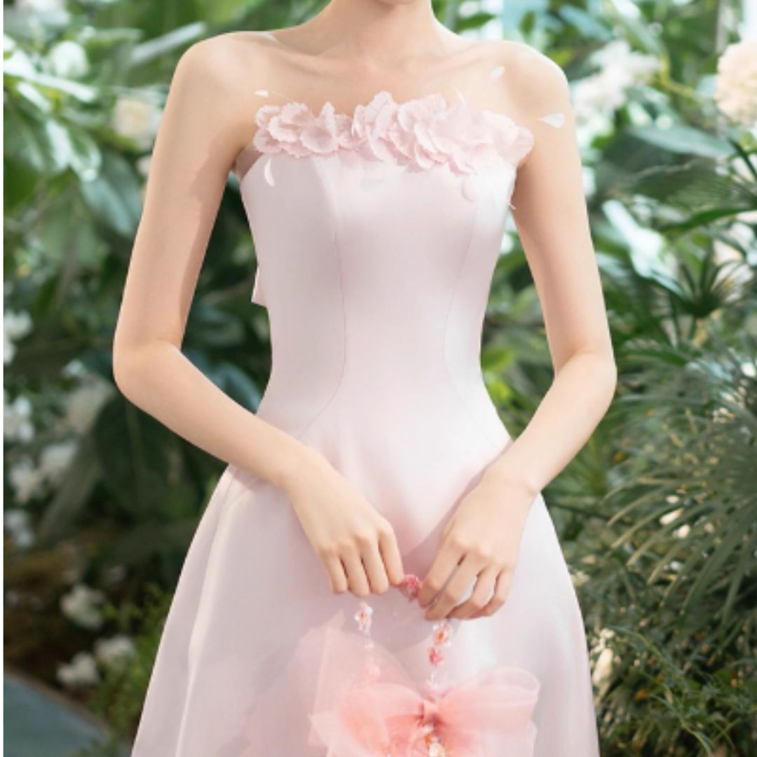 #7940 STRAPLESS FLORAL HEAVY EMBELLISHED EVENING DRESS