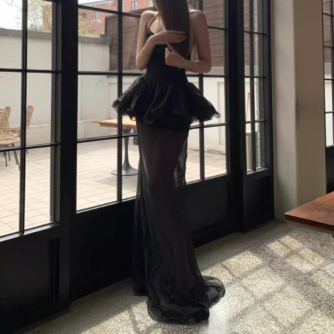 #7946 HALTER NECK CUTE PUFF DRESS