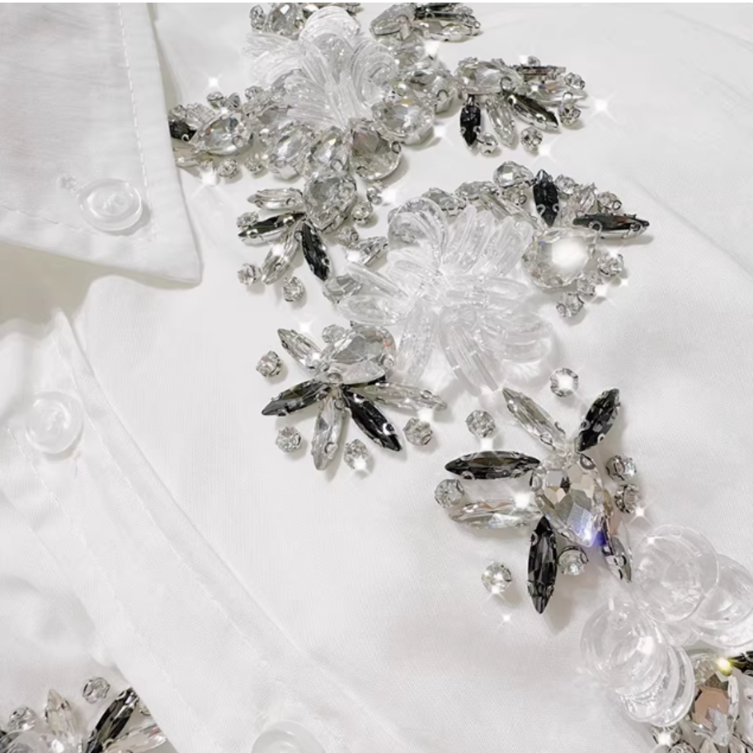 BEADED LONG SLEEVE SHIRT #7967