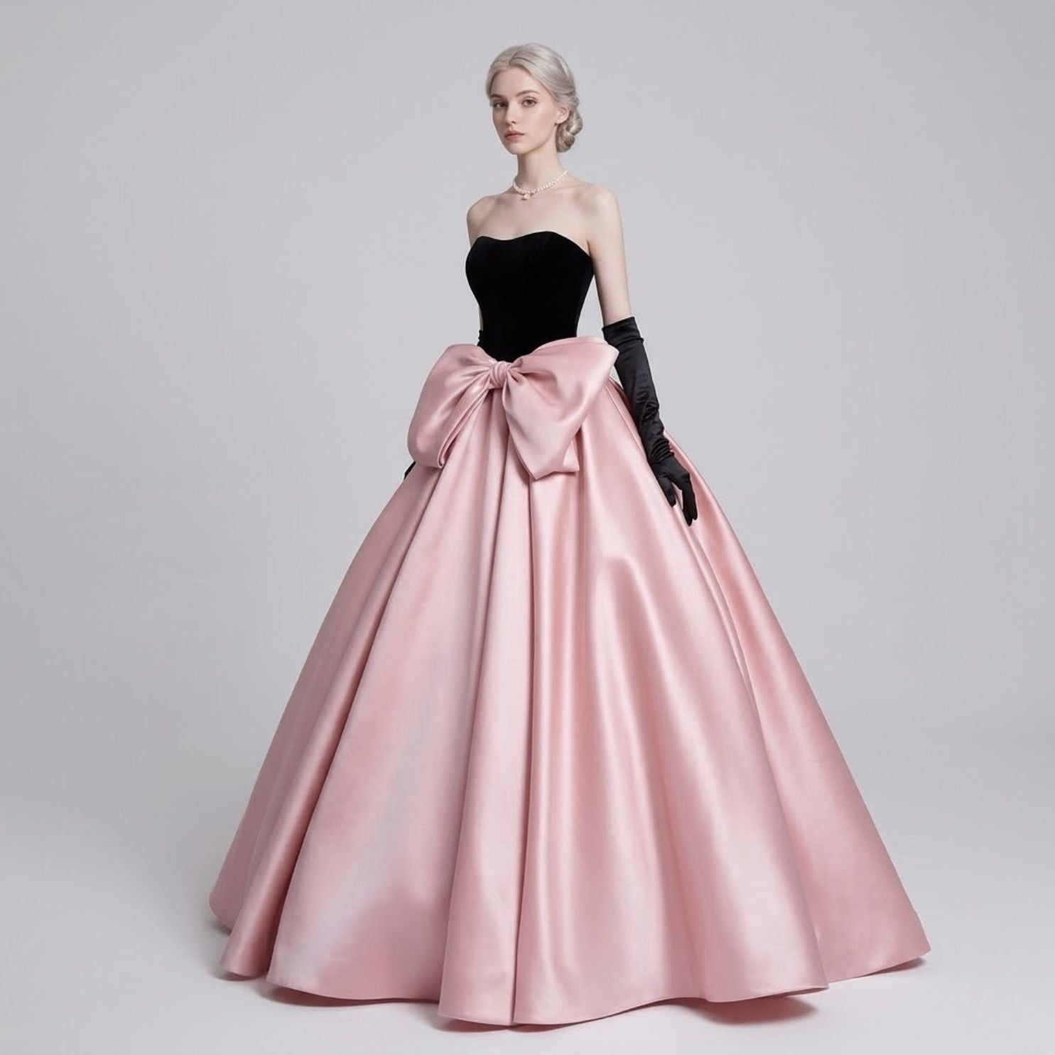 7791 BOW BANDEAU WRAP EVENING DRESS  Dressesloves