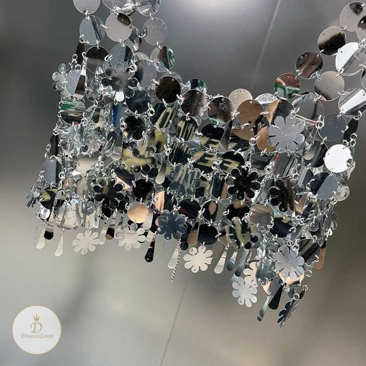 #C1011 SEQUIN VEST + TASSEL SKIRT SET