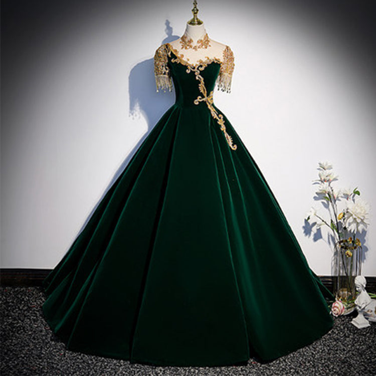 #30084 VELVET EMBROIDERY EVENING DRESS