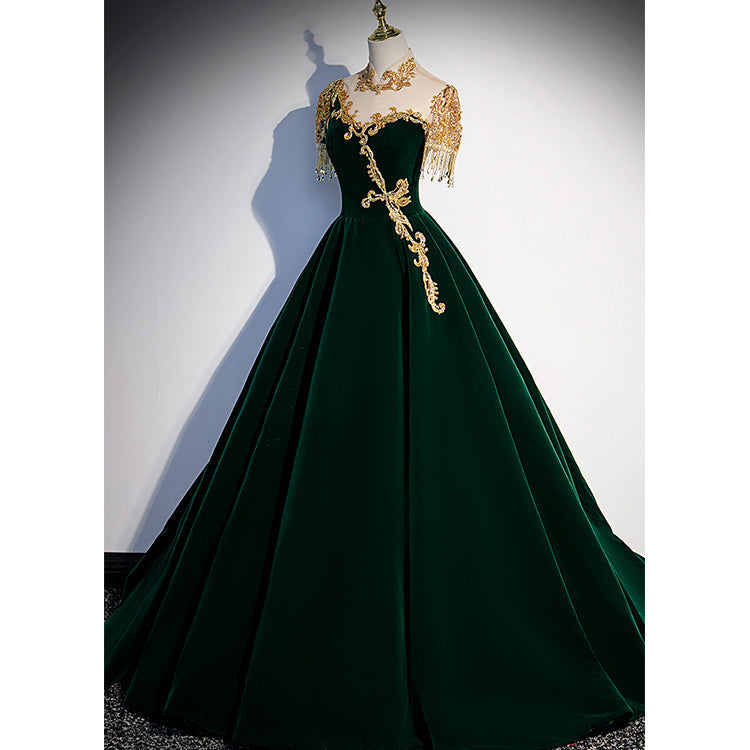 #30084 VELVET EMBROIDERY EVENING DRESS