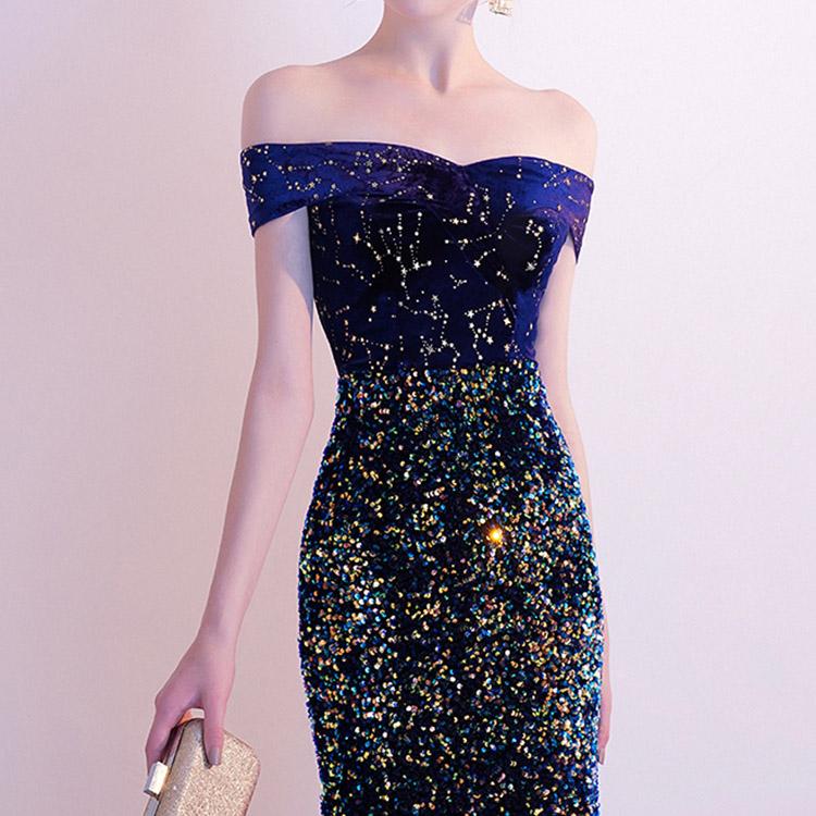 #5019 Sequins Fishtail Evening Dress