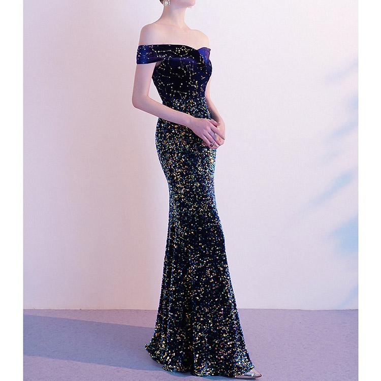 #5019 Sequins Fishtail Evening Dress