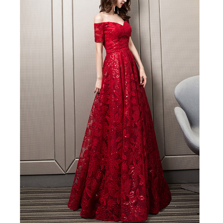 #5143 SEQUINED LACE EVENING DRESS