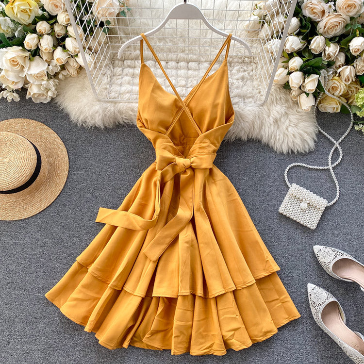 #5147 V-neck ruffle dress