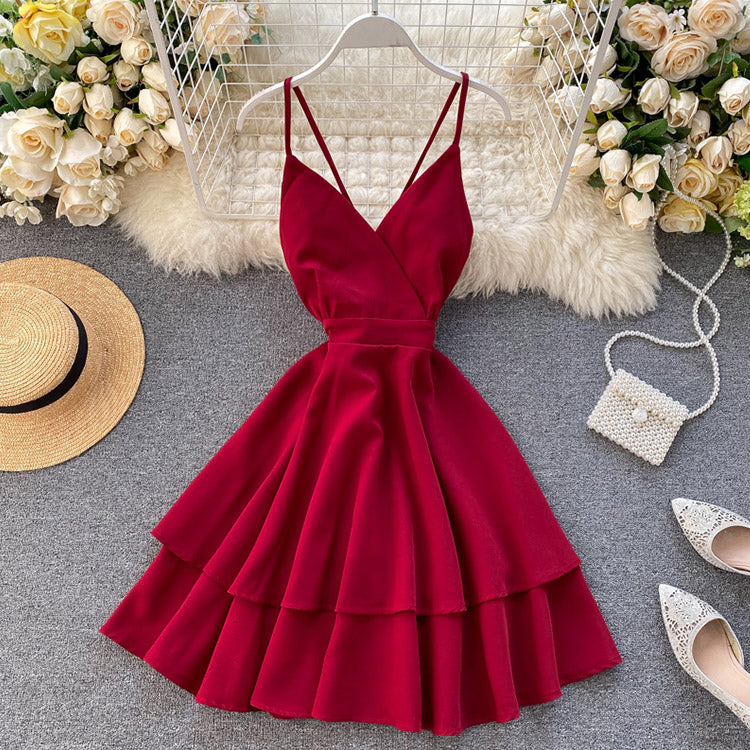 #5147 V-neck ruffle dress