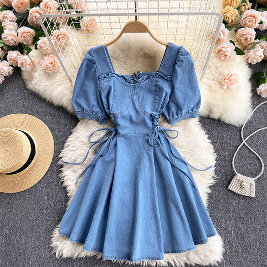 #5154 Puff sleeve denim dress