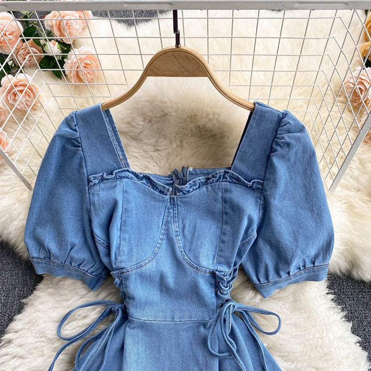 #5154 Puff sleeve denim dress