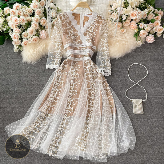 #5333 Embroidered lace dress