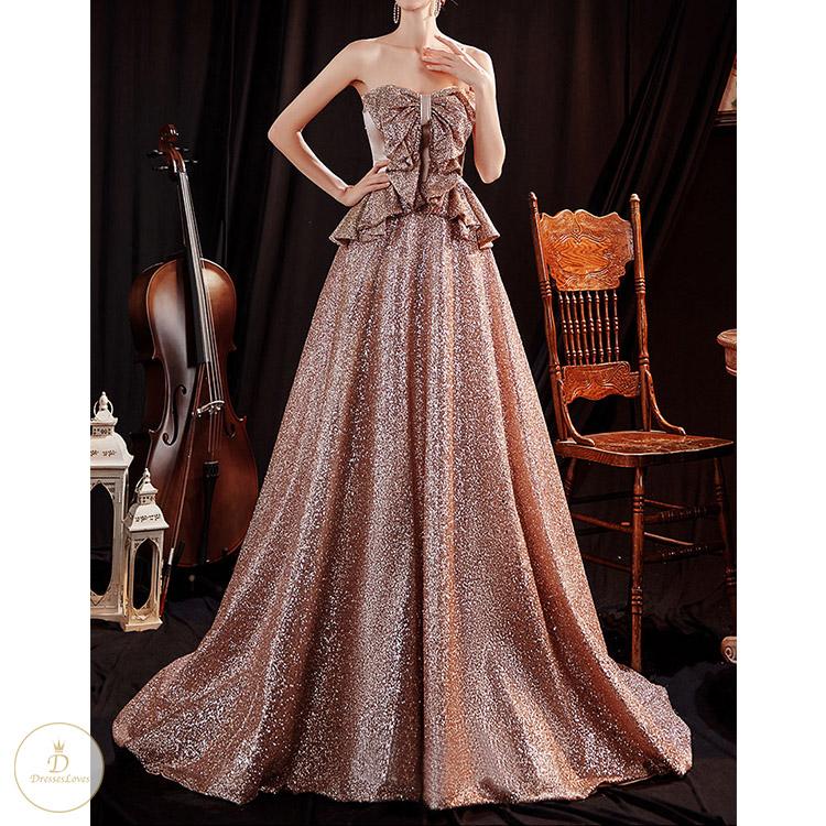 #7313 GOLD EVENING DRESS