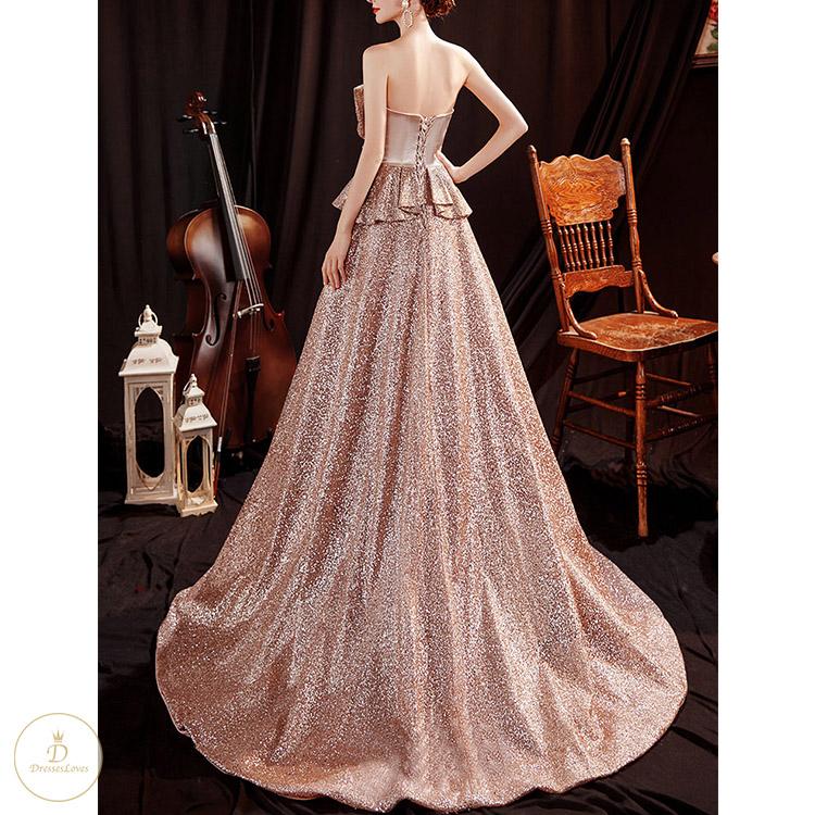 #7313 GOLD EVENING DRESS