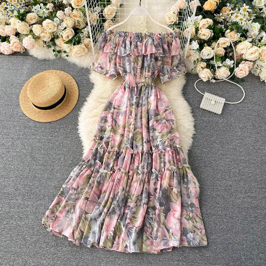 #7419 CHIFFON FLORAL DRESS