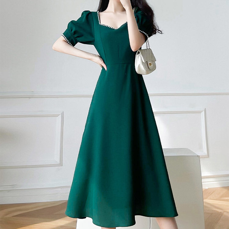 #7447 V-NECK VINTAGE DRESS