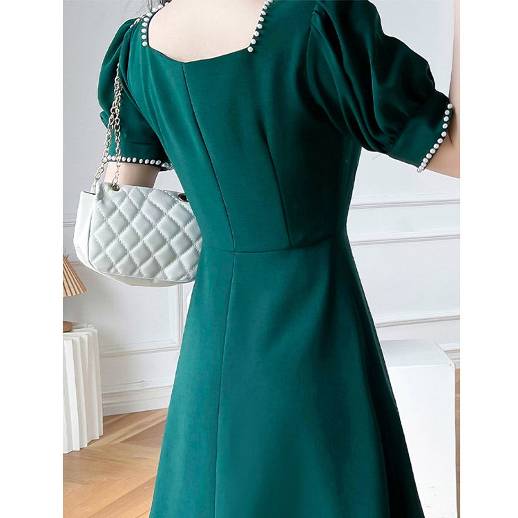 #7447 V-NECK VINTAGE DRESS