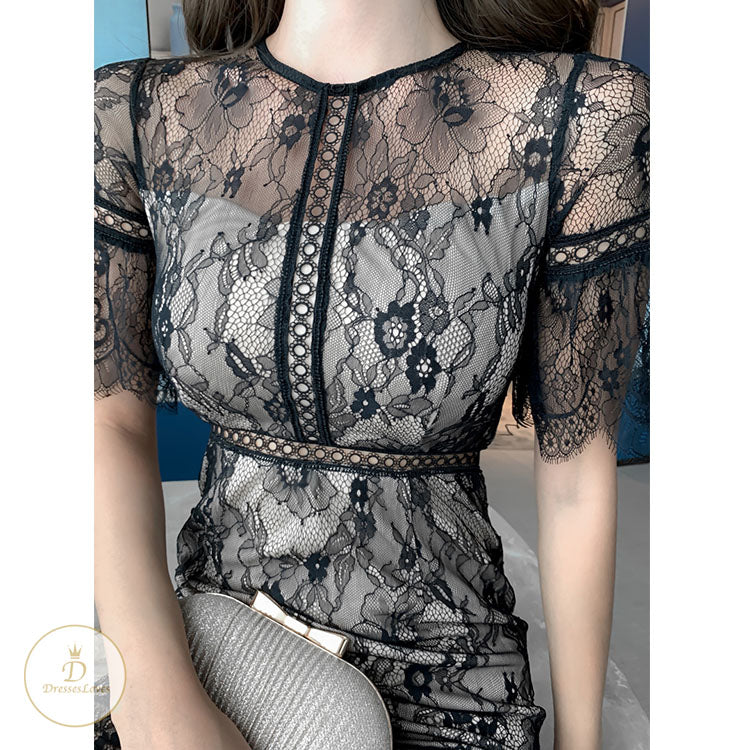 #7538  RETRO LACE DRESS