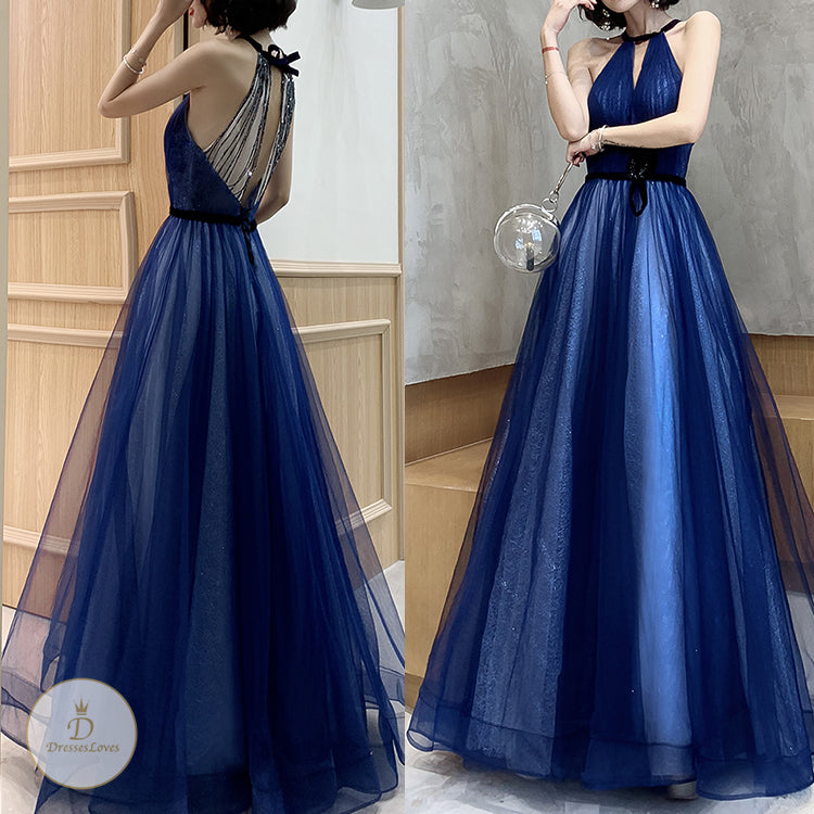 #7679 HALTERNECK EVENING DRESS