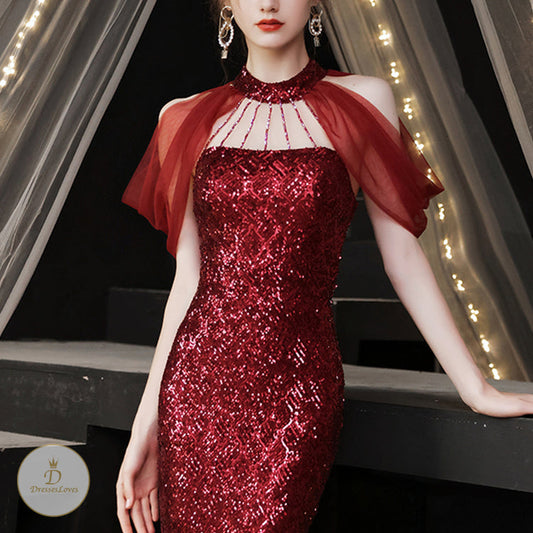 #7685 HALTERNECK EVENING DRESS