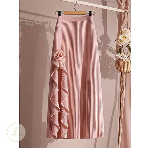 #7853 3D Rose Knit Skirt