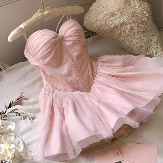 #7901 BLUSH PETAL STRAPLESS DRESS