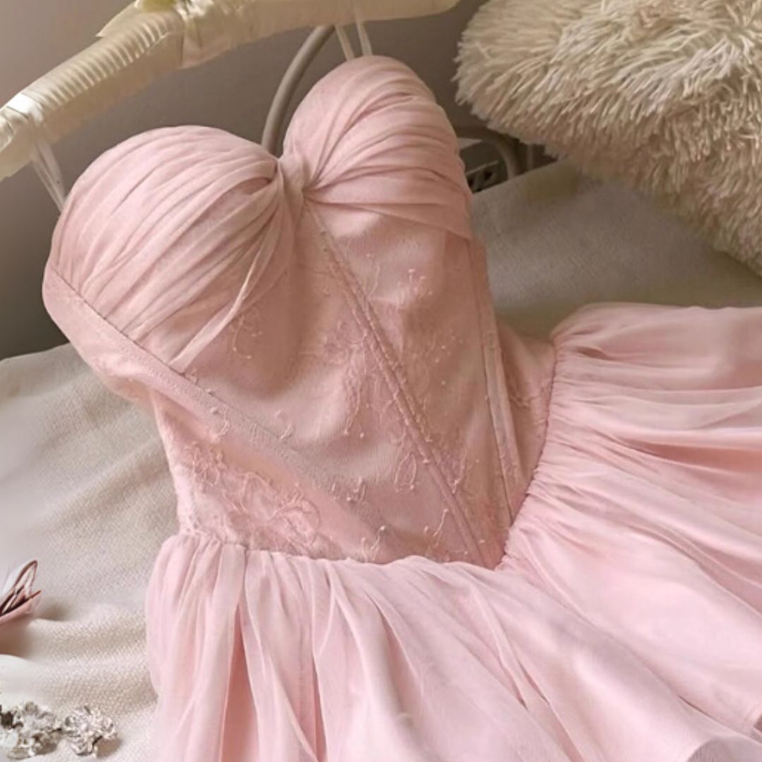 #7901 BLUSH PETAL STRAPLESS DRESS