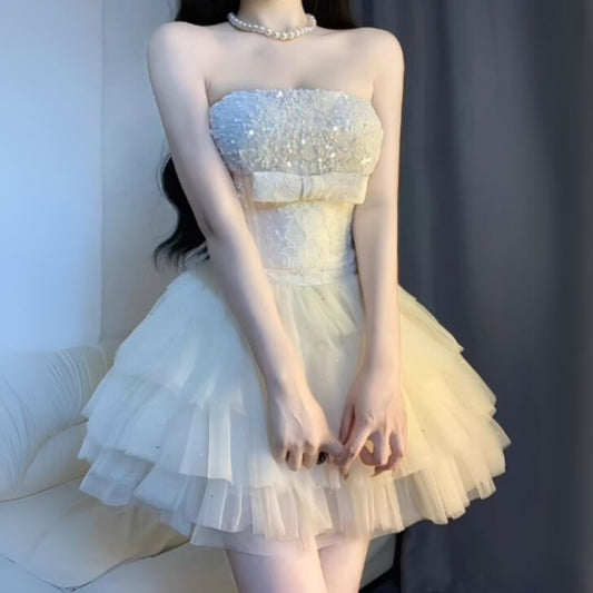 #7926 DELICATE MESH CAMI PUFF DRESS