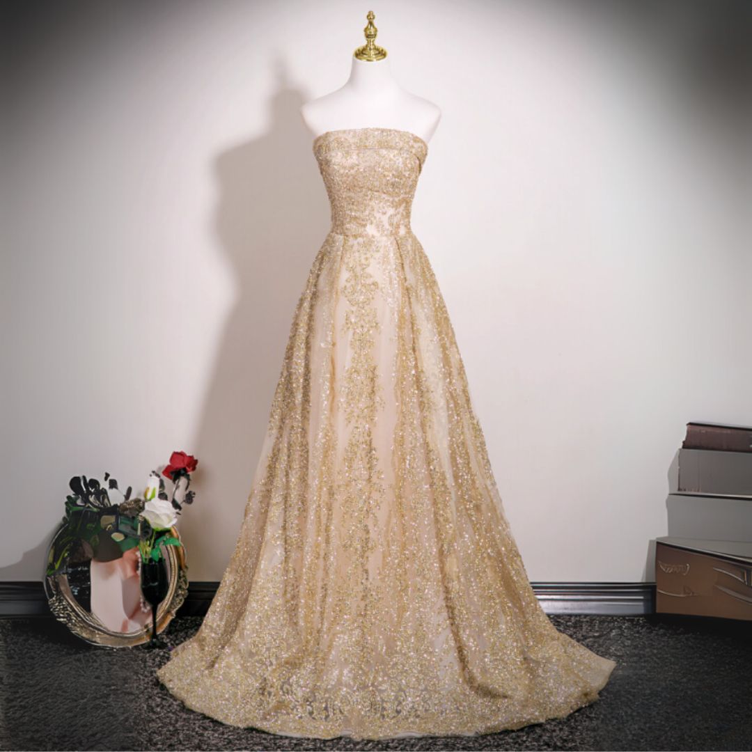 #7931 STRAPLESS ELEGANT EVENING DRESS