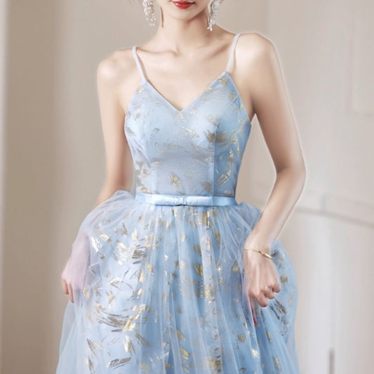#7937 STRAPPY BLUE EVENING DRESS