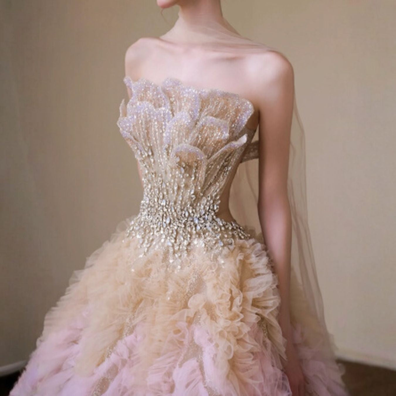 #7939 GRADIENT HEAVY EMBELLISHED EVENING DRESS